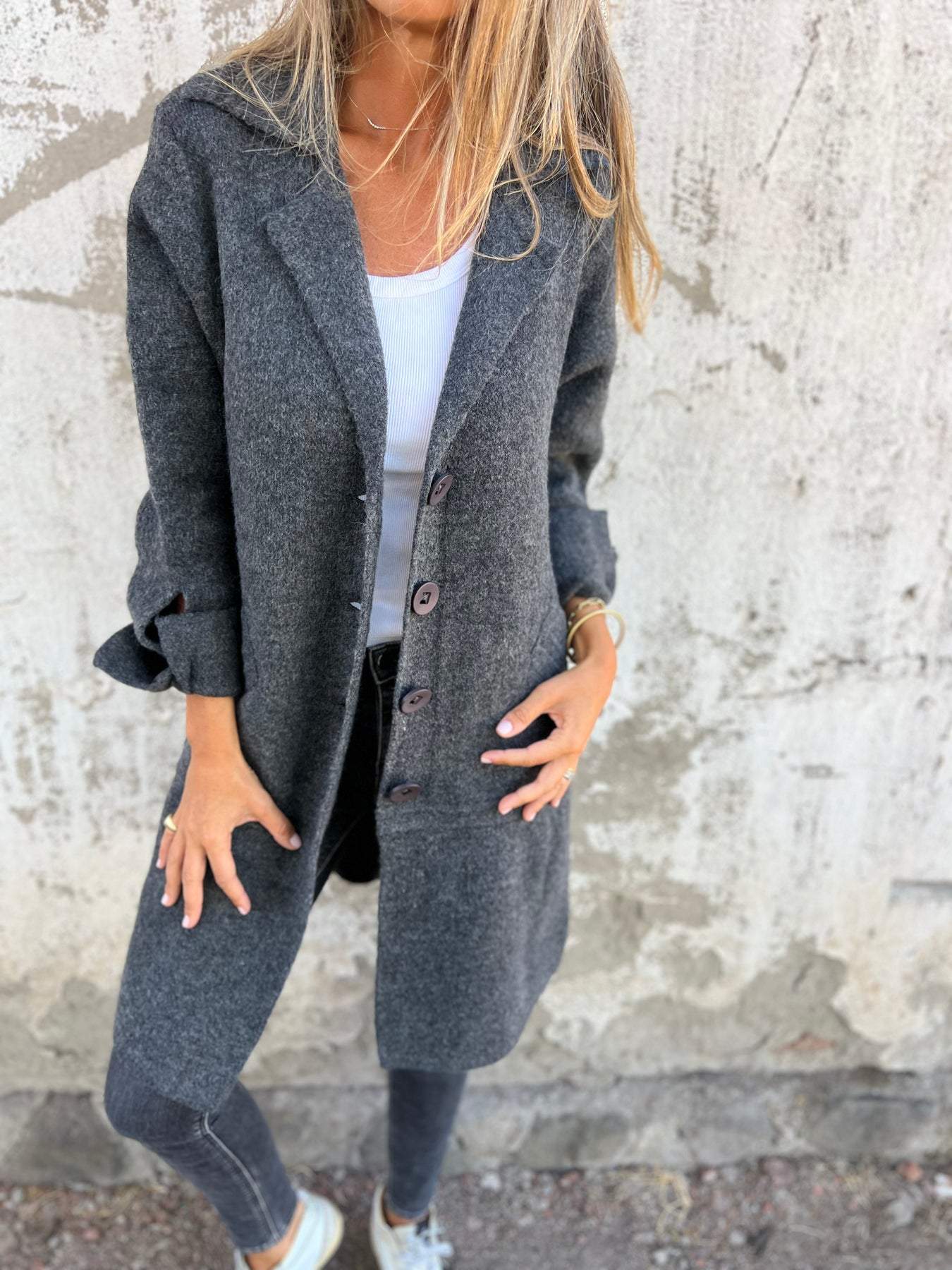 Casual Lapel Single-breasted Long Coat