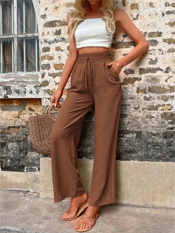 Women's slacks elastic high-waisted slacks