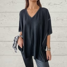 V-neck Sequin Mid-sleeve Casual Top