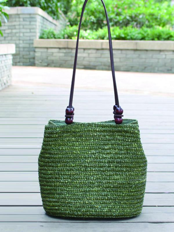 Women's one-shoulder casual beach simple woven bag