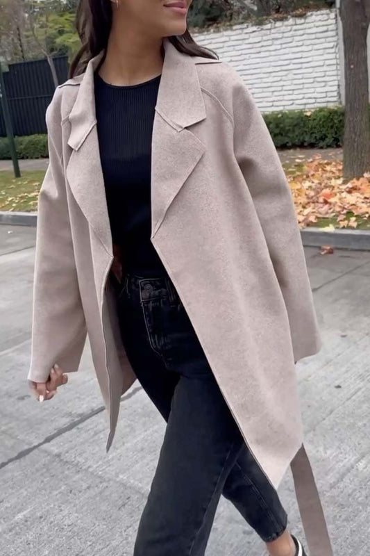 Women's lace-up loose lapel jacket