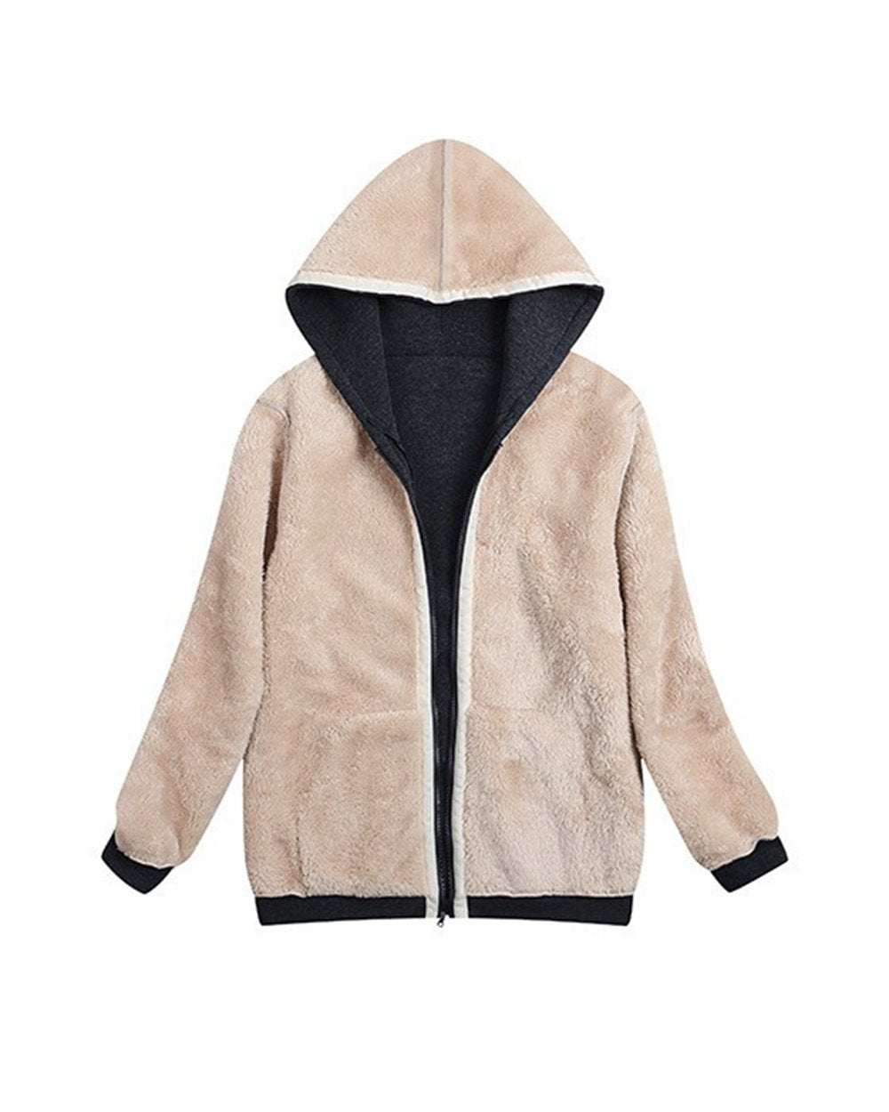 Women's Warm Sherpa Pocket Hooded Sports Sweatshirt