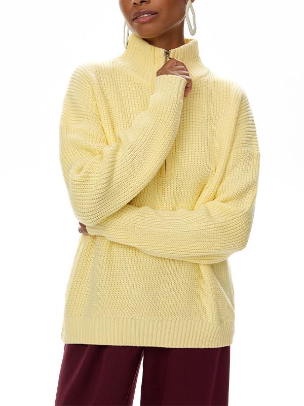 Women's Stand Collar Half Zipper Knitted Sweater