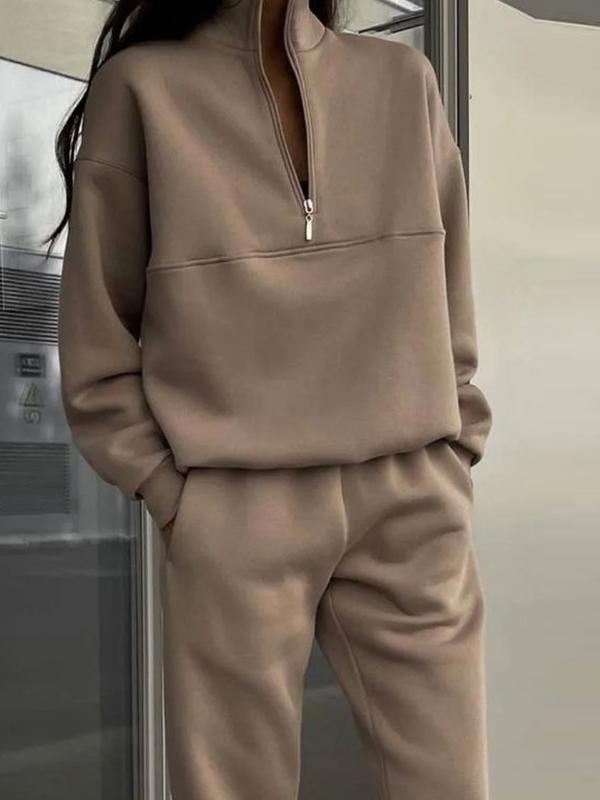 Thickened long-sleeved sweatshirt and trousers two-piece suit