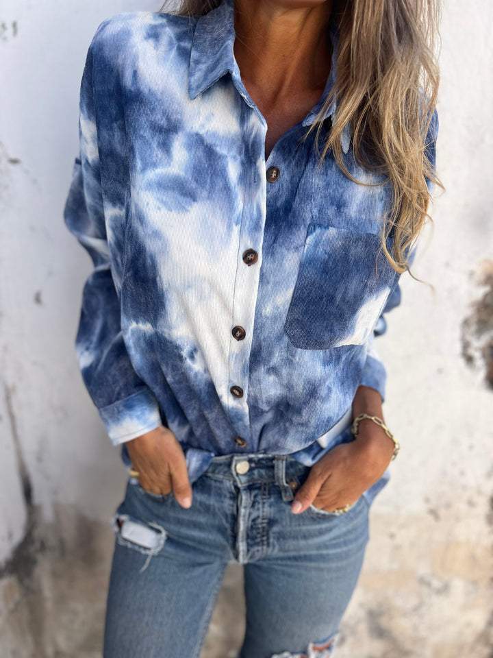 Tie-dye Lapel Casual Top