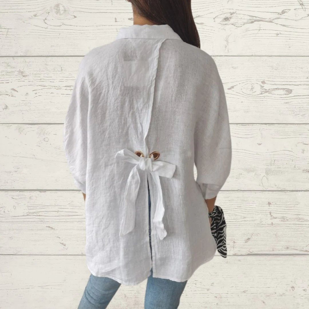 Casual Cotton and Linen Lapel Shirt