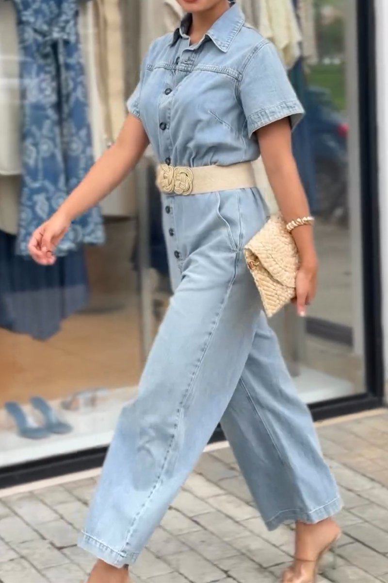 Women's casual denim jumpsuit