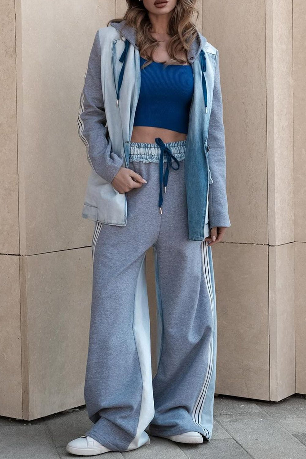 Women's Gradient Patchwork Top and Pants Two-piece Set