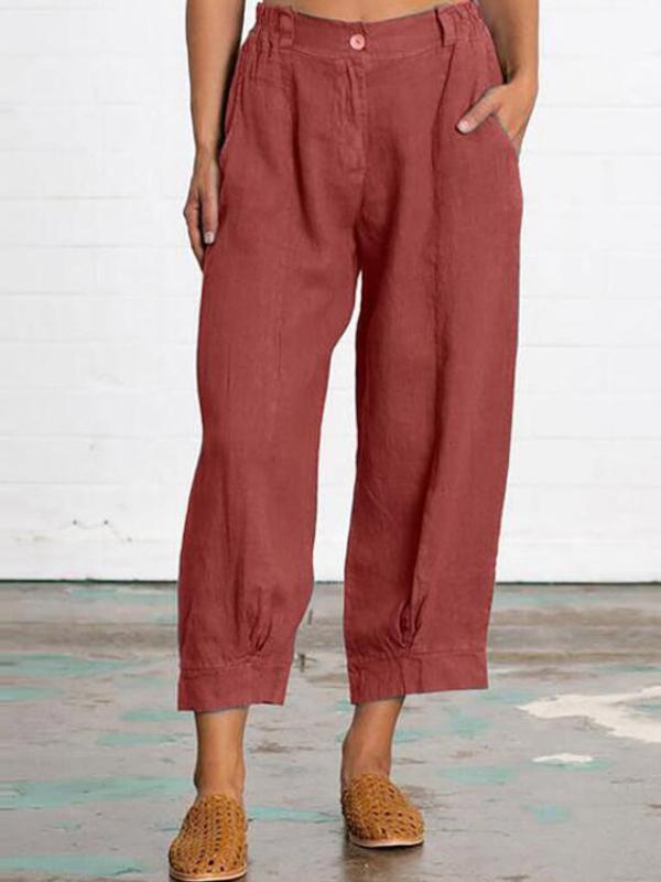 Nine-point casual cotton linen trousers