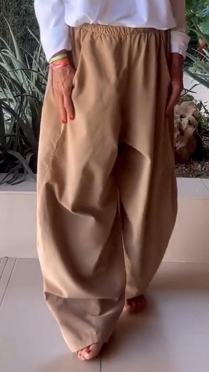 Casual Loose Double Pocket Wide Leg Trousers