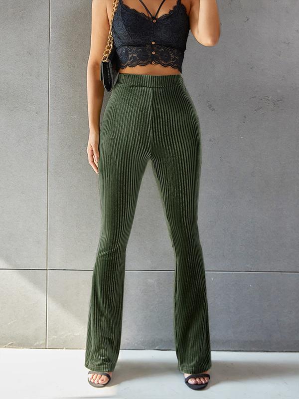 Stylish sexy solid color high-waisted canary pit flares