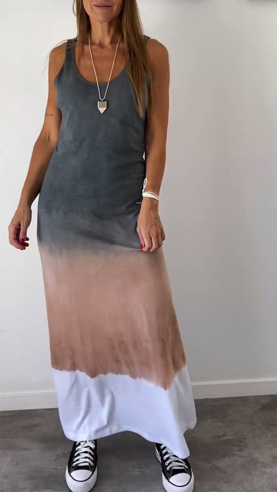 Tie Dye Vest Long Dress