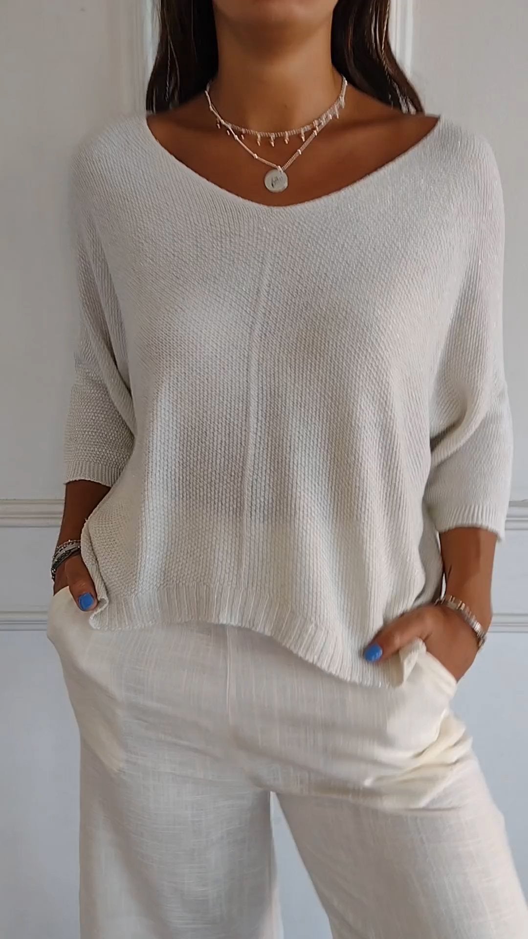 V-neck Draped Loose Top