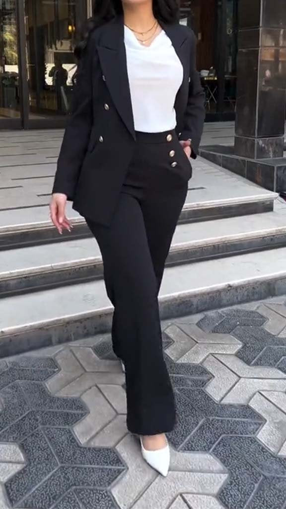 Women's Casual Long Sleeve Blazer Suit