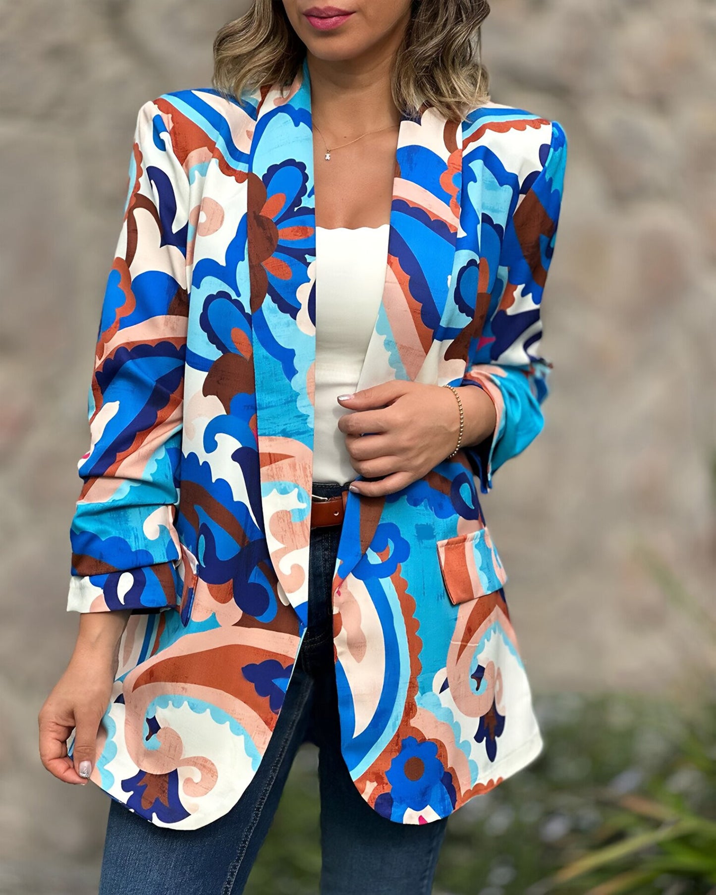 Women's Fashion Printed Casual Blazer