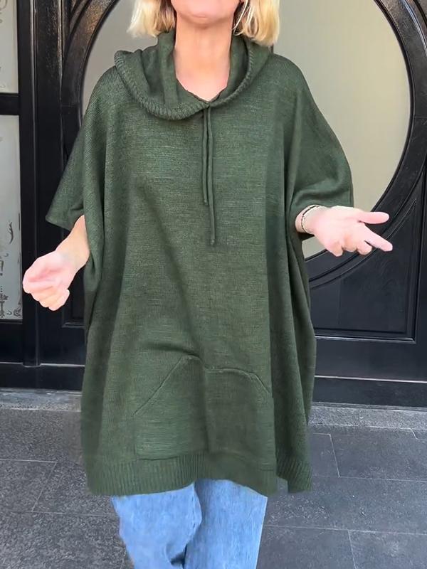 Women's Casual Hooded Solid Color Cape Jacket