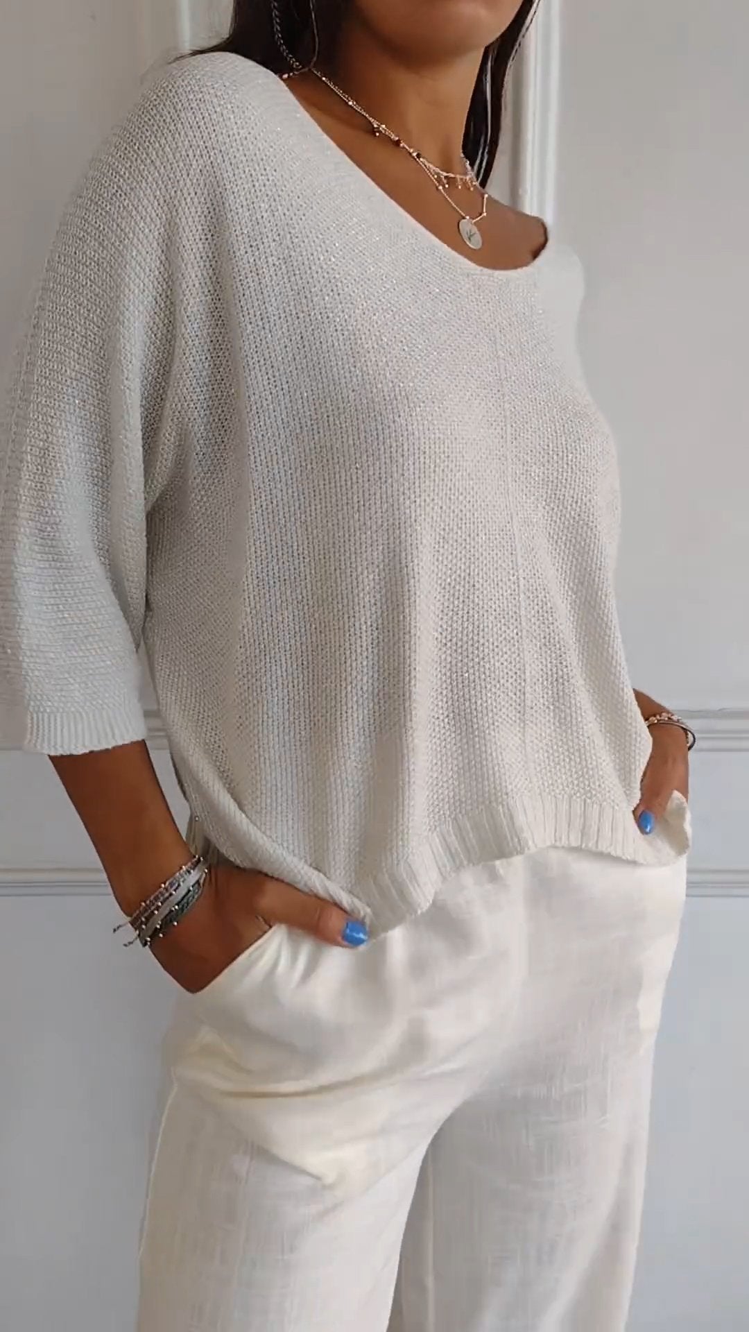 V-neck Draped Loose Top