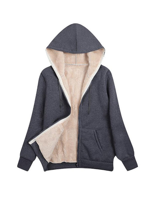 Women's Warm Sherpa Pocket Hooded Sports Sweatshirt