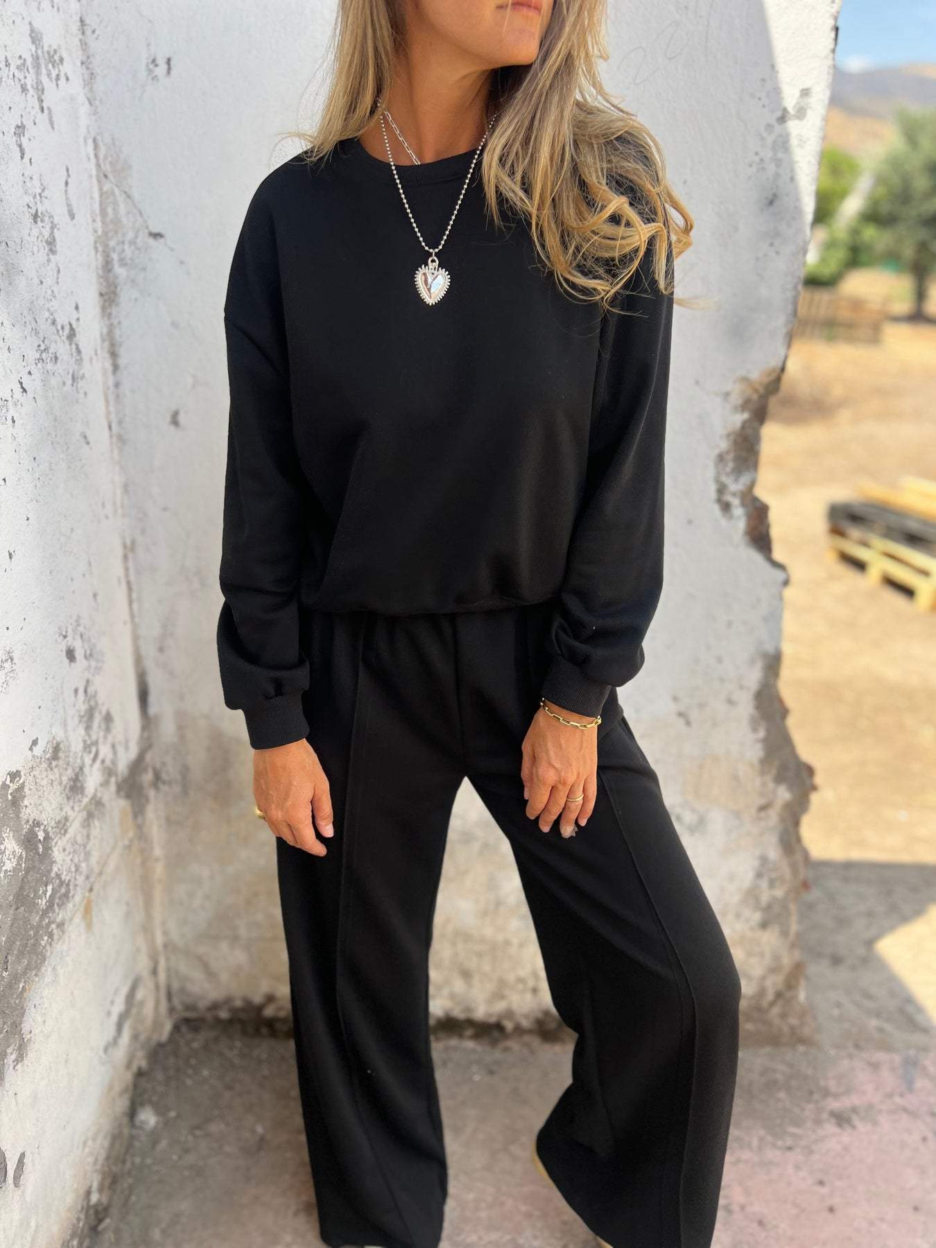 Round Neck Sweatshirt Two Piece Suit