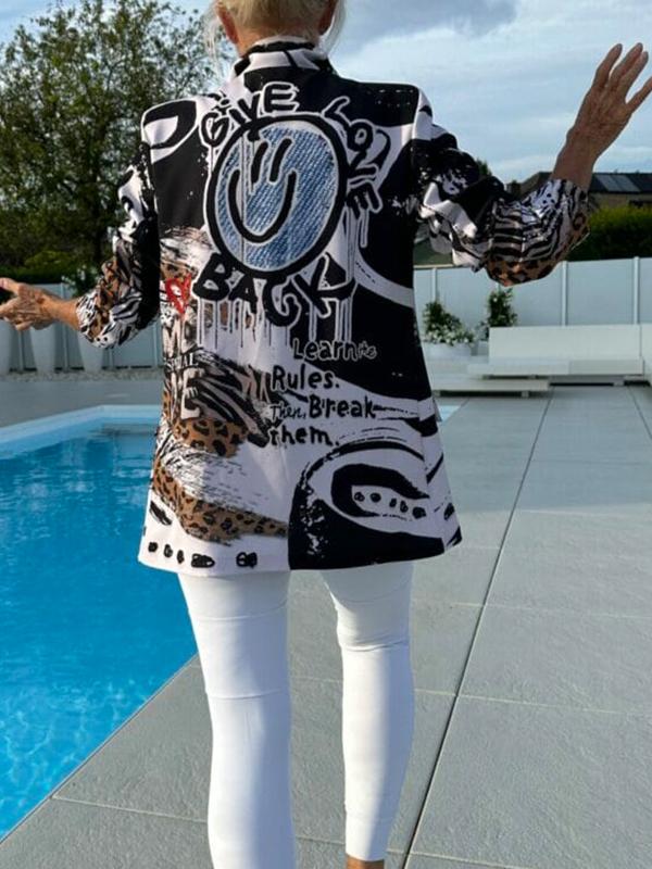 Women's Casual Lapel Printed Suit Jacket