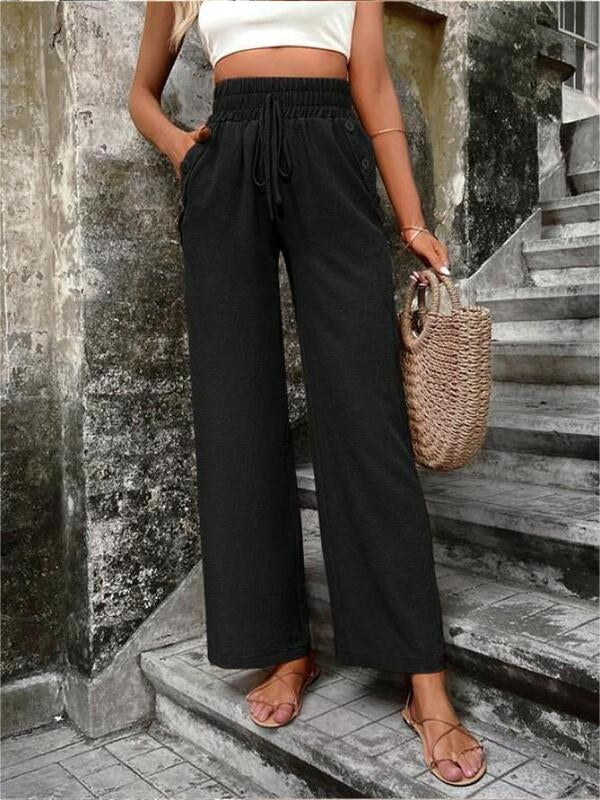 Women's slacks elastic high-waisted slacks