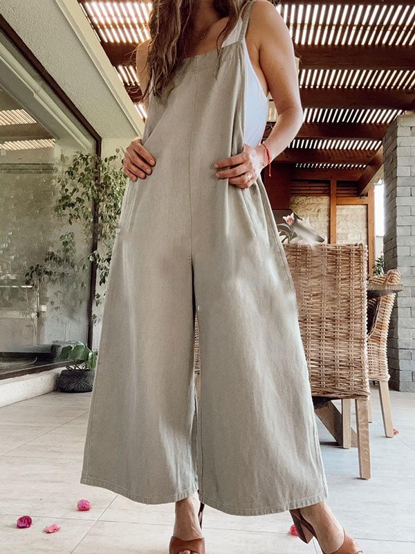 Women's casual cotton and linen jumpsuits