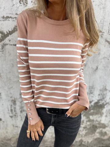 Casual Round Neck Striped Top