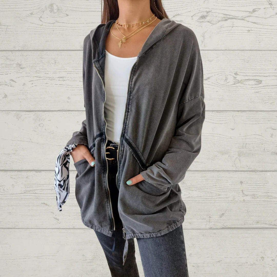 Casual Hooded Zipper Thin Sweatshirt