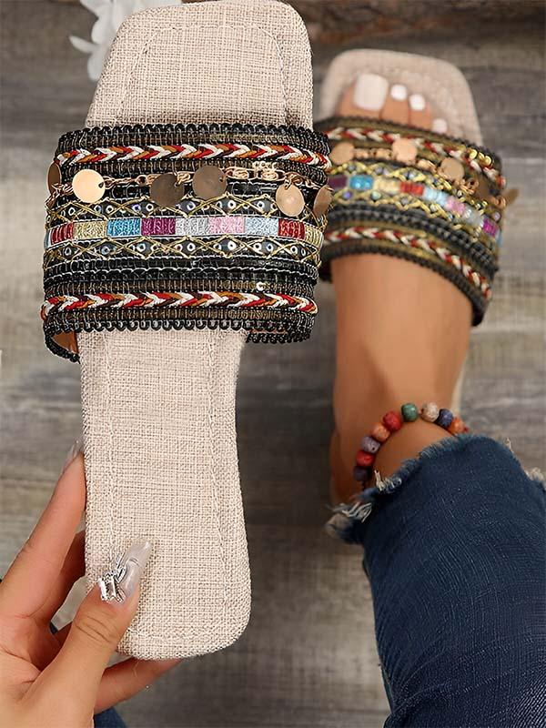 Ethnic Beach Bohemian Open Toe Flat Sandals