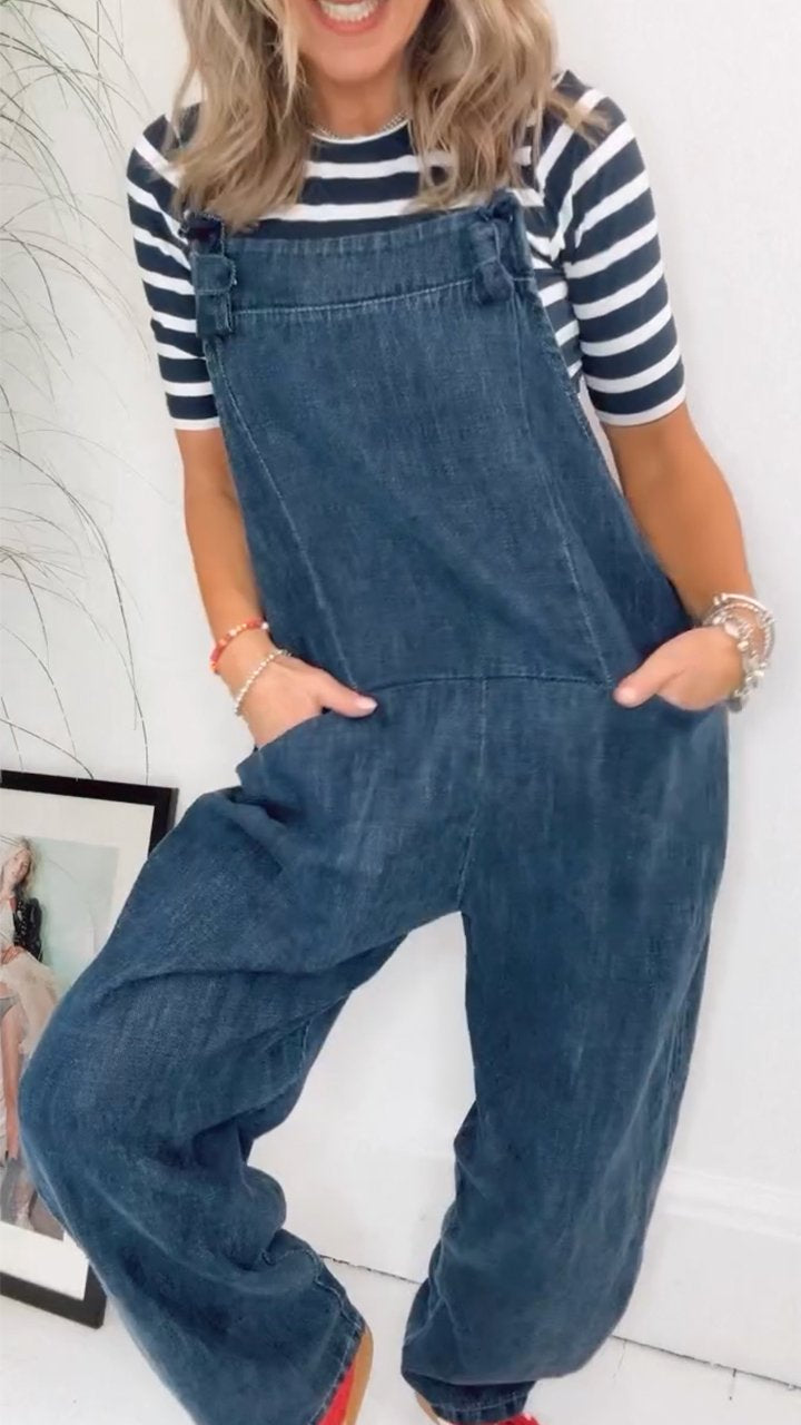 Denim Casual Overalls Jumpsuit