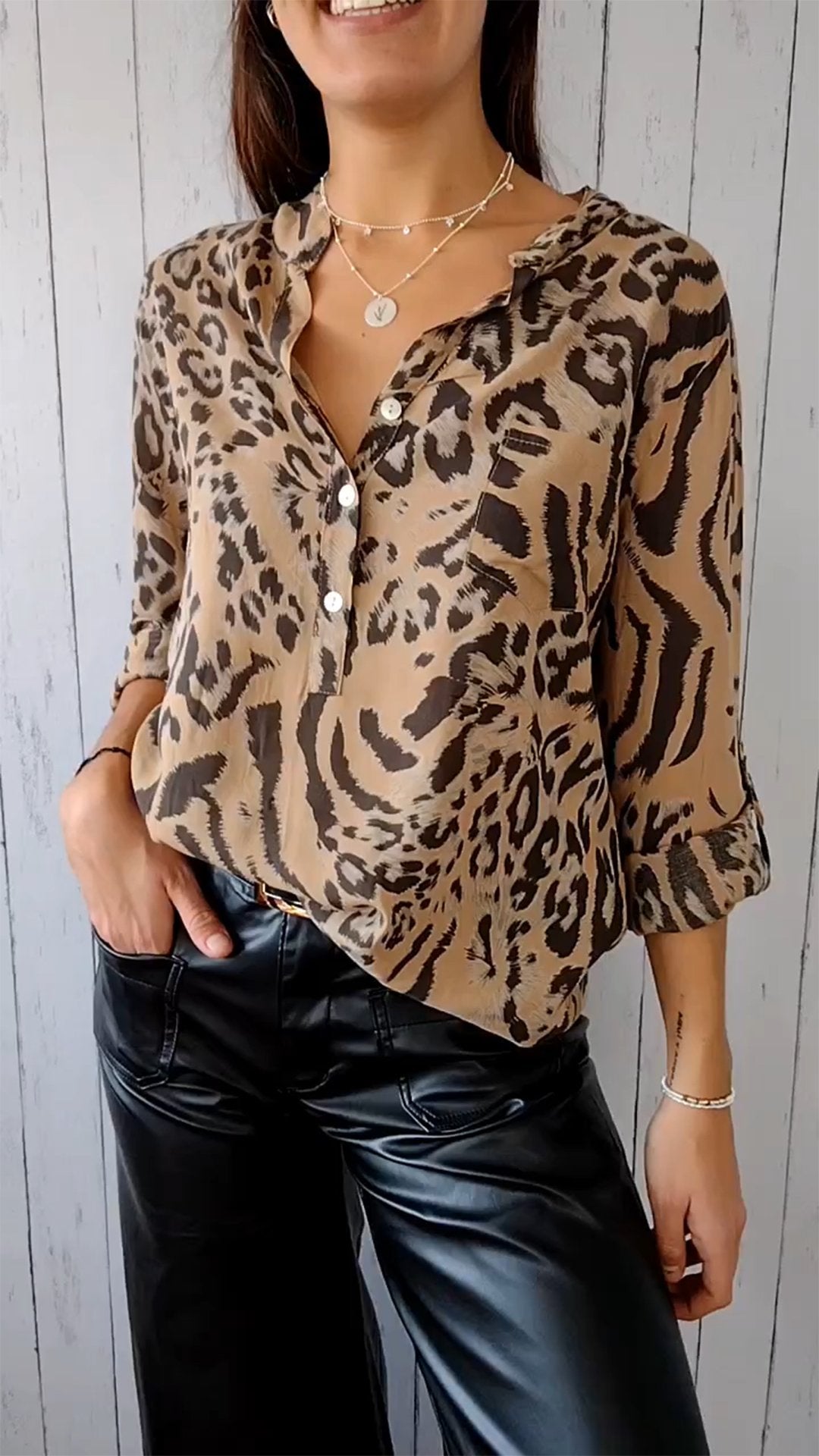 V-neck Leopard Print Top