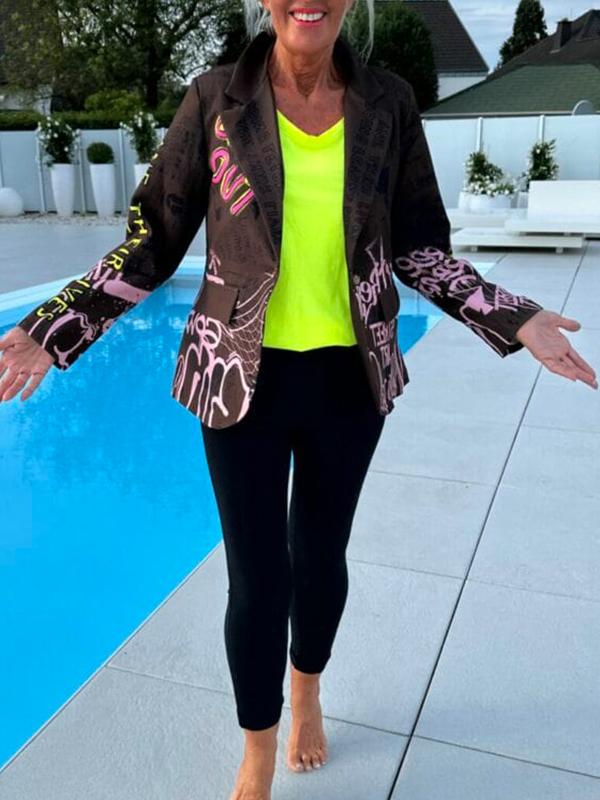 Women's Casual Lapel Printed Suit Jacket