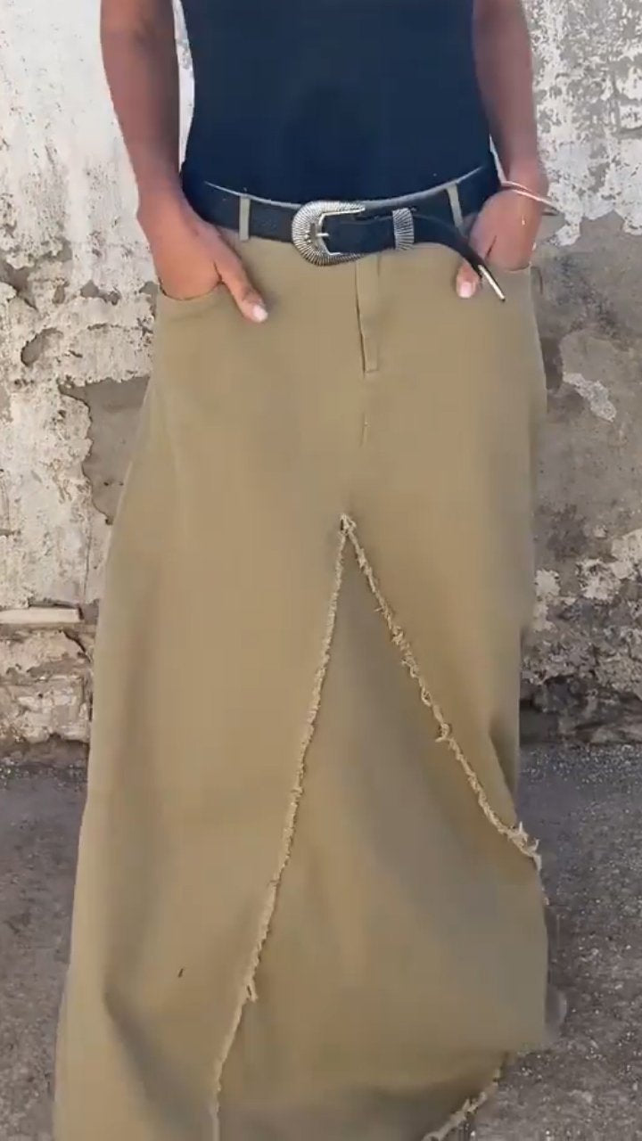 Denim Casual Maxi Skirt