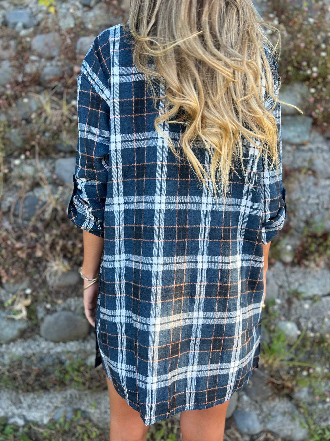 Plaid Mid-sleeve Lapel Shirt