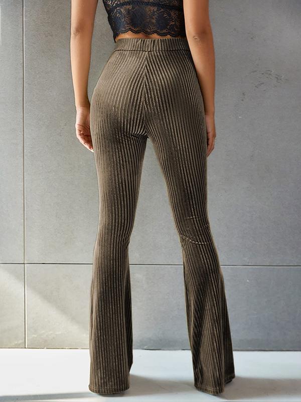 Stylish sexy solid color high-waisted canary pit flares