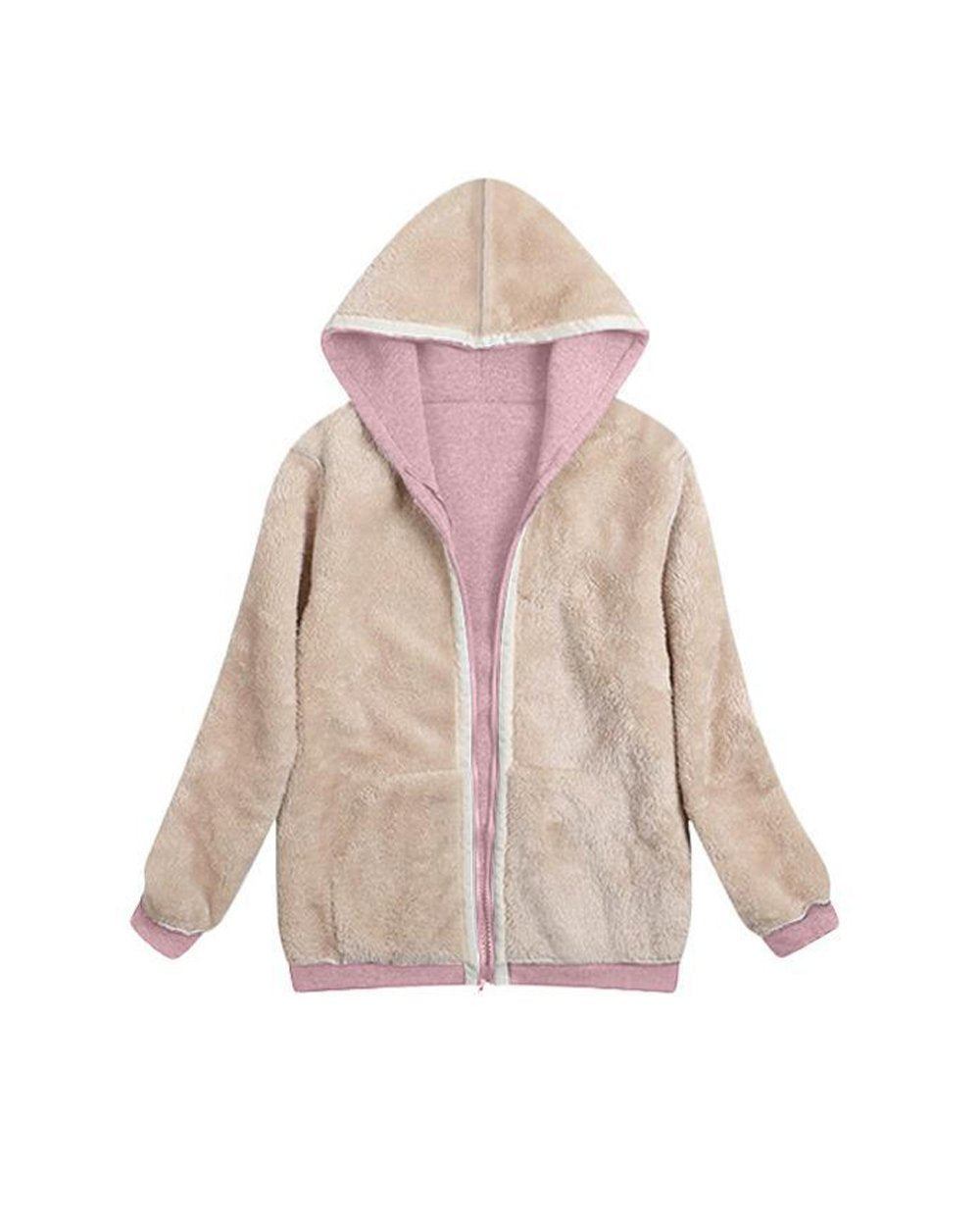 Women's Warm Sherpa Pocket Hooded Sports Sweatshirt