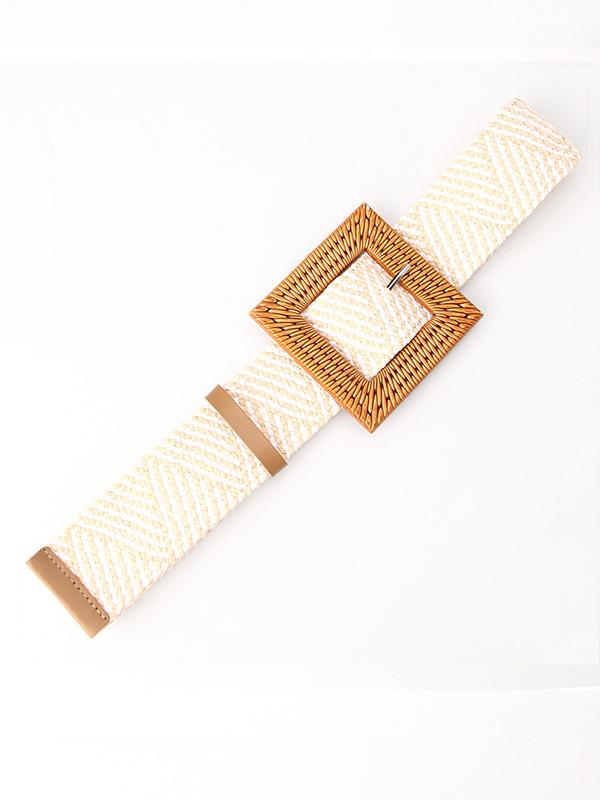 Women's Grass Woven Elastic Woven Belt Elastic Waist Seal Bohemian Style