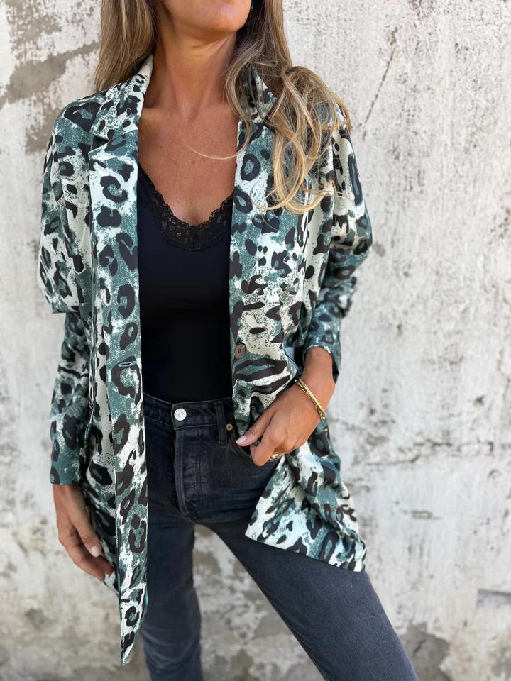 Lapel Single-breasted Leopard Print Long-sleeved Casual Blazer