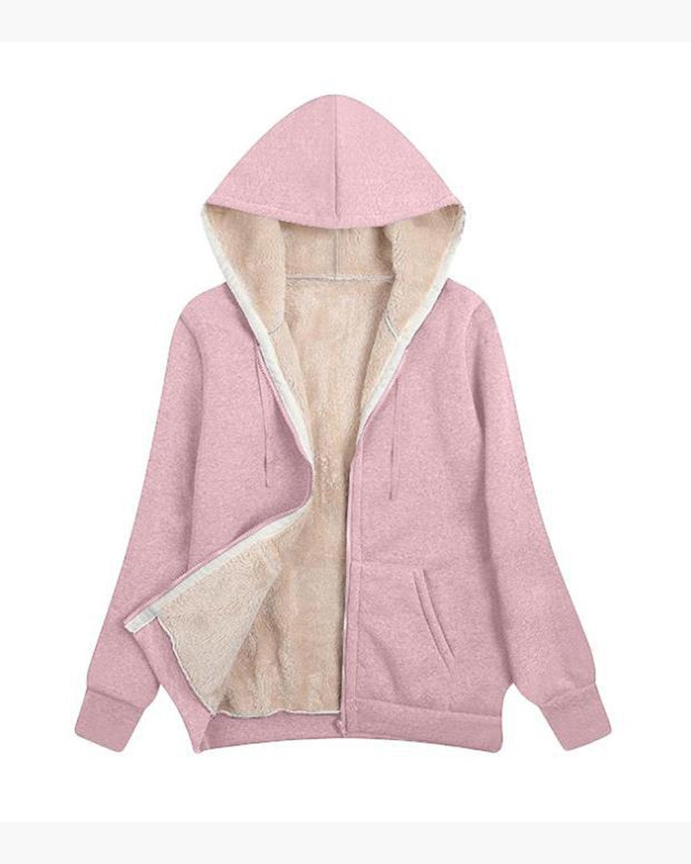 Women's Warm Sherpa Pocket Hooded Sports Sweatshirt