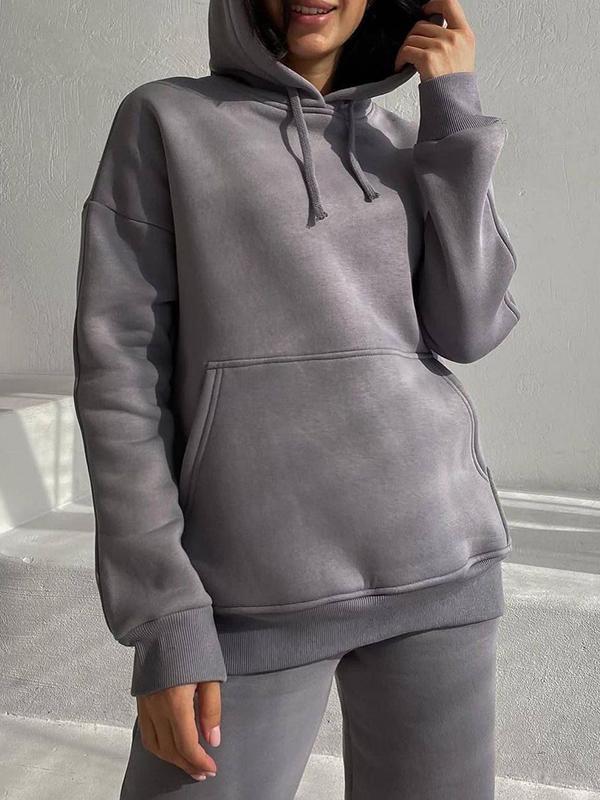 Fleece hooded sweatshirt and trousers two-piece set