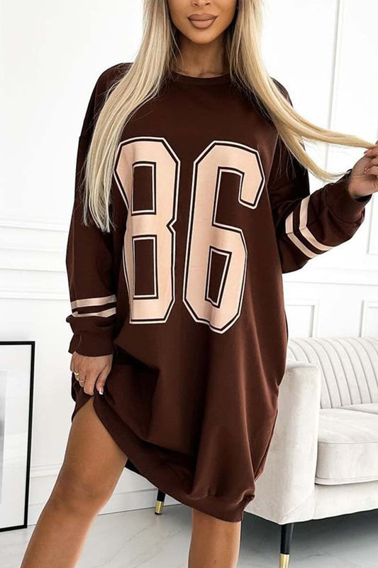 Women's casual sports letter print sweatshirt dress