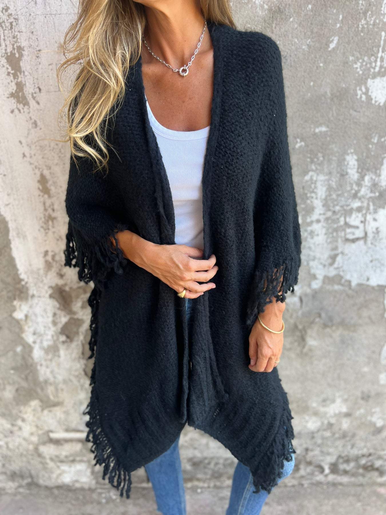 Knitted Fringed Cardigan