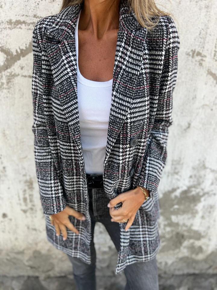 Casual Lapel Plaid Blazer