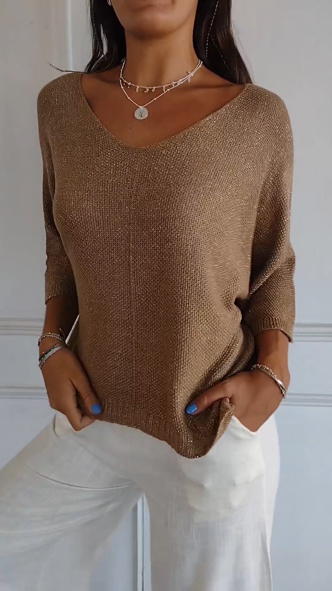 V-neck Draped Loose Top