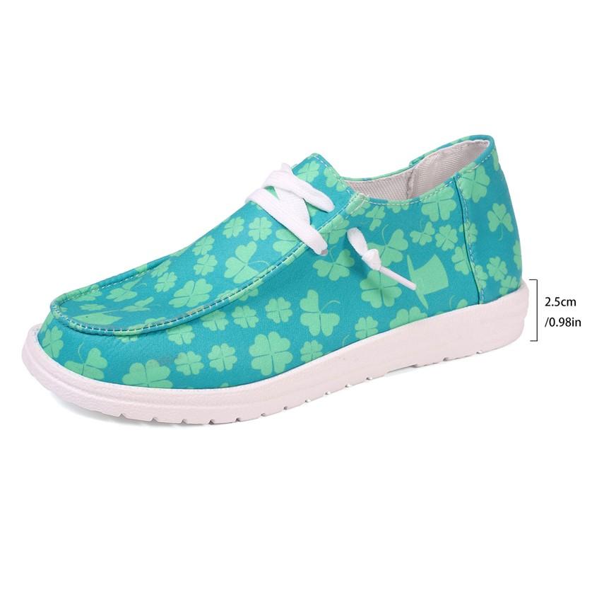 ST. PATRICK'S DAY GREEN CLOVER GRAPHIC CANVAS SHOES