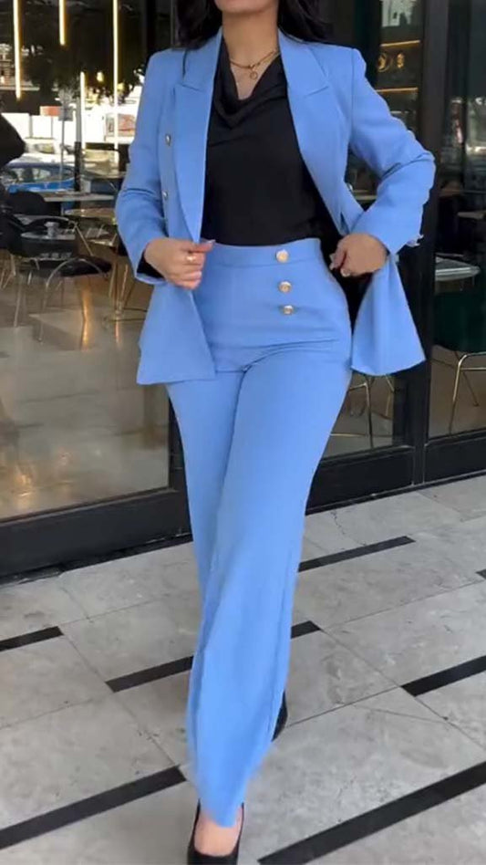 Women's Casual Long Sleeve Blazer Suit