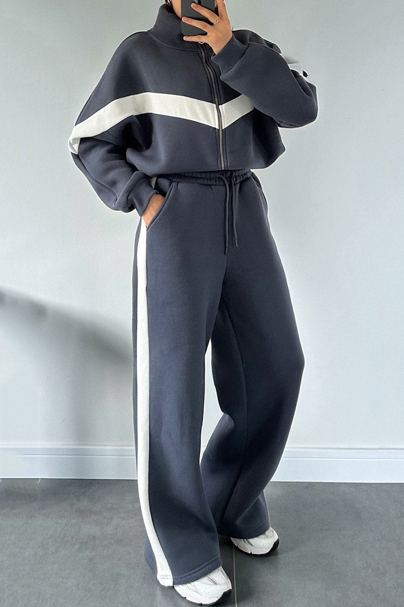 Women's Sports Contrast Pants Suit