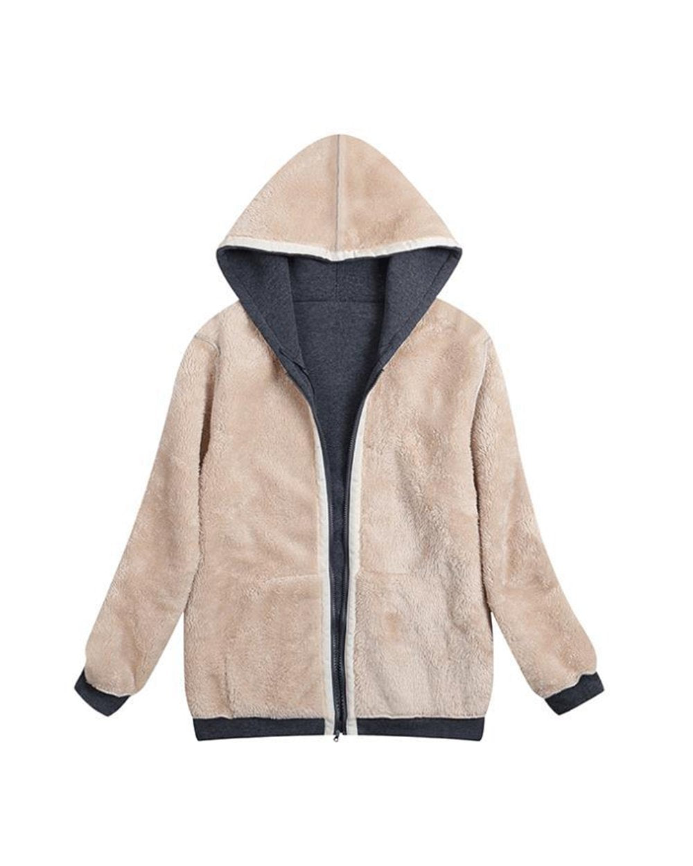 Women's Warm Sherpa Pocket Hooded Sports Sweatshirt