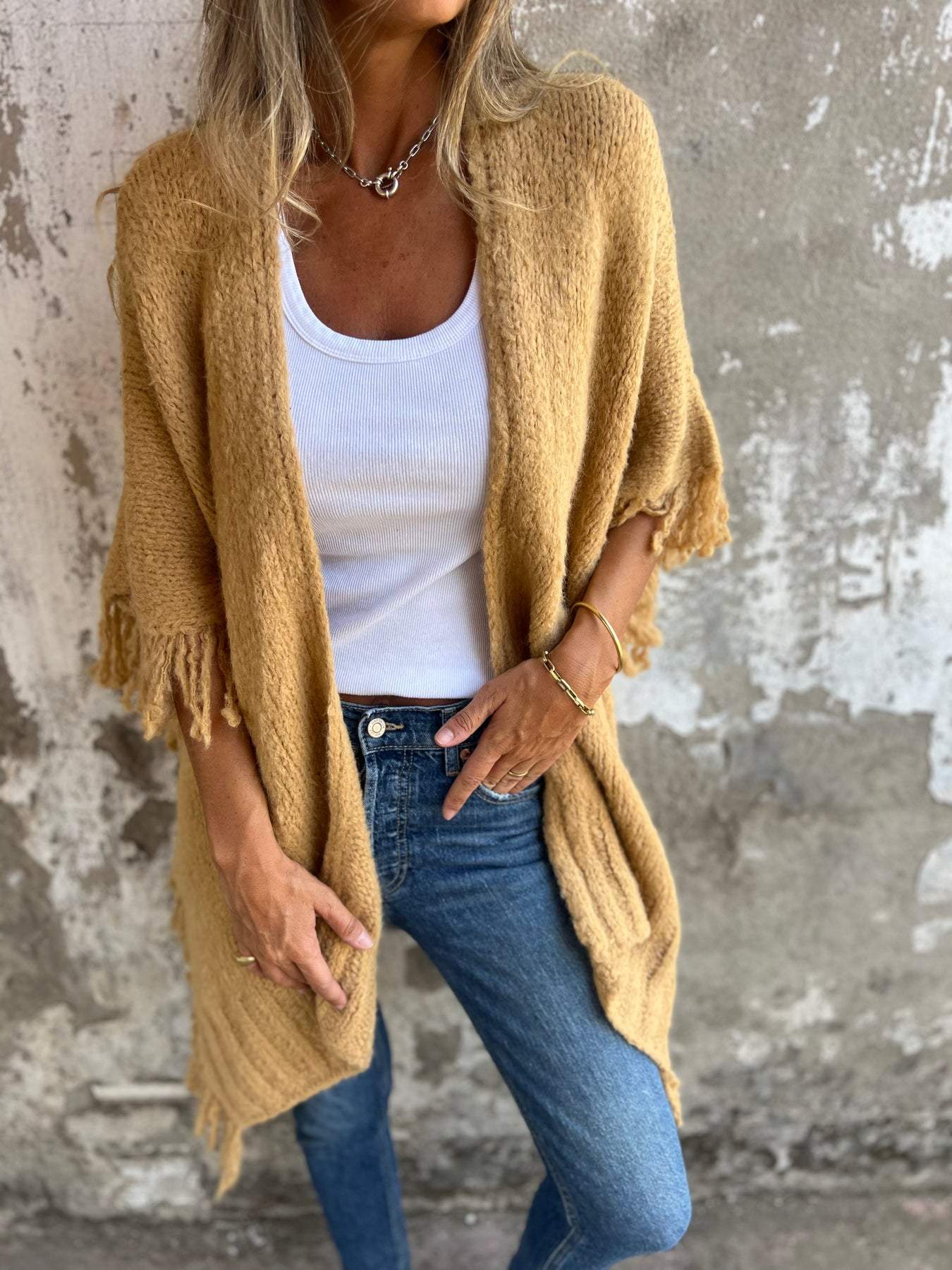 Knitted Fringed Cardigan