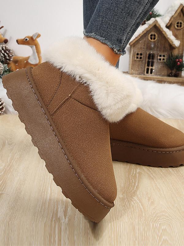 Women's thick-soled cuffed velvet snow boots